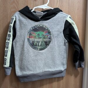 Star Wars Kids Grogu Hoodie - Gray and Black Holographic Trendy 3T